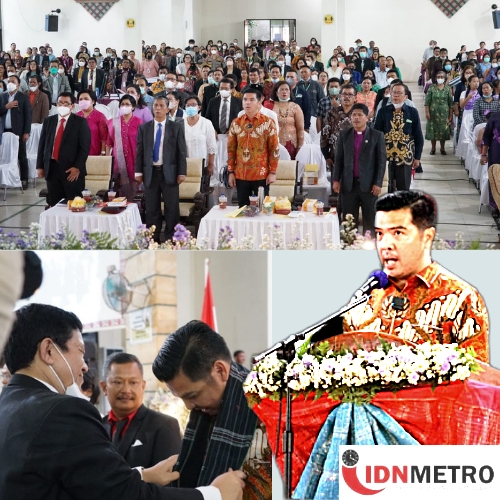 Teks dan Photo : Bane Raja Manalu, pada pembukaan Sinode Bolon GKPS ke-45 yang dilaksanakan di Balai Bolon GKPS Jalan Pdt J.Wismar Saragih, Kota Pematangsiantar, Sumatra Utara, Selasa (28/6/2022).