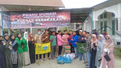 Organisasi yang tergabung PMII, BEM STIT Busfin dan Hisba salurkan Bantuan Sembako kepada korban kebakaran