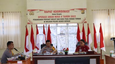 Wakapolres Bener Meriah Pimpin Rapat Koordinasi Dalam Rangka Operasi Aman Nusa II 
