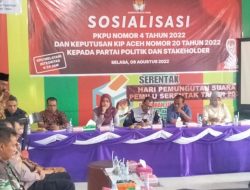 KIP Kabupaten Aceh Timur Gelar Sosialisasi PKPU Nomor 4 Tahun 2022 dan Keputusan KIP Aceh Nomor 20 Tahun 2022 kepada Parpol dan Stakeholder