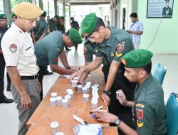 Antisipasi Penyalahgunaan Narkoba, Prajurit, PNS dan Jajaran  Korem 143/HO ikuti Tes Urine di Makorem 143/HO