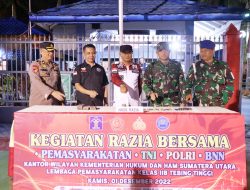 Komitmen Zero Halinar, Lapas Tebing Tinggi Kanwil Kemenkumham Sumut Gelar Razia Gabungan Blok Hunian WBP