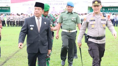 Polres Simalungun Gelar Apel Pasukan Operasi Lilin Toba 2022 Di Lapangan Koramil Type-A