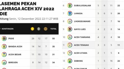 Panitia Tidak Siap Website ke-14 Pidie Lambat Daftar Perolehan Medali,Kontingen Mengeluh Begini