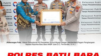 Polres Batu Bara Raih Predikat Pelayanan Publik Kualitas Tinggi Pada Survey Ombudsman Sumut