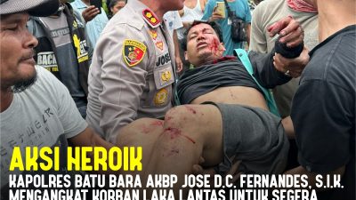 Aksi Heroik Kapolres Batu Bara Evakuasi Korban Laka Beruntun di Jalinsum Datuk Tanah Datar