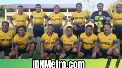 Meriahkan Hari Bhayangkara Ke -77, Polda Sulsel vs Jurnalis Tanding Sepakbola Persahabatan