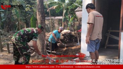 Babinsa Koramil Sanankulon Bersama Warga Dusun Sumberbuntung Gelar Gotong Royong