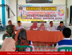 Peduli Kesehatan Anak, Babinsa Koramil Srengat Hadiri Musyawarah Rembuk Stunting