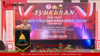 Hadiri HUT Polwan Ke-75 Tahun 2023, Kapolda Sulsel Berpesan Agar Polwan jadi Penyejuk dan Netral pada Pemilu 2024   