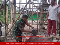 Kompak, Babinsa Koramil Sanankulon Bersama Warga Gelar Kerja Bakti Bangun Mushola   