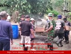 Peduli Pembangunan, Babinsa Koramil Gandusari Gelar Gotong Royong Bersama