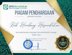 Humbahas Terima UHC Awards atas Capaian Universal HealthCoberage (UHC) per 1 Oktober 2023