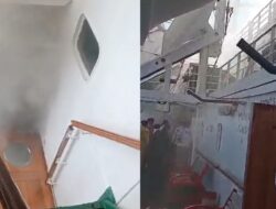KM Bukit Raya Menuju Pelabuhan Pontianak Keluar Kepulan Asap di Depan
