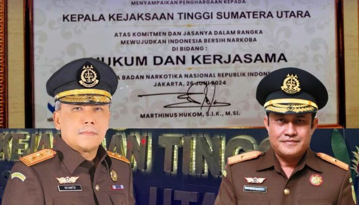 Kajati Sumut Idianto Terima Penghargaan Komitmen dan Jasanya Wujudkan Indonesia Bersih Narkoba