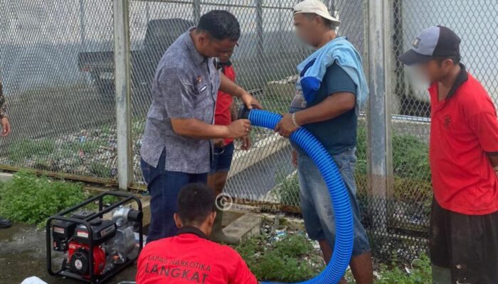 Antisipasi Banjir, Lapas Narkotika Langkat Siagakan Mesin Pompa Sedot Luapan Air