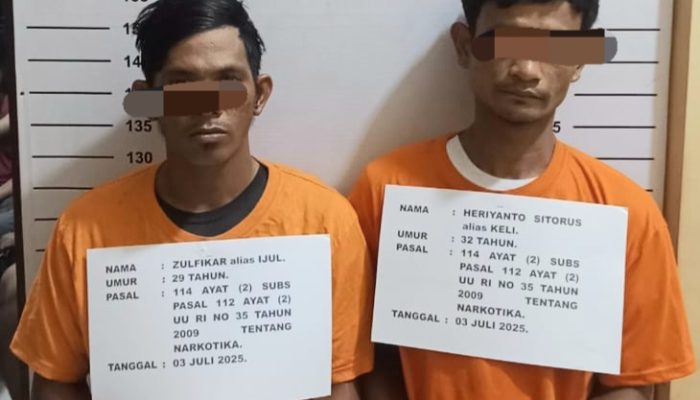 Turun dari Bus ALS, Dua Kurir Sabu Langsung Diciduk di Aek Nabara