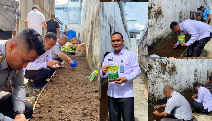 Rutan Tanjung Pura Tanam Bibit Kangkung Darat, Dukung Program Ketahanan Pangan dan Kemandirian Warga Binaan