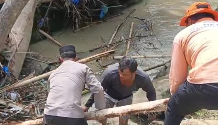 Nahas! Warga Hanyut Saat Menyeberangi Jembatan Bambu Menuju Ladang, Kapolsek Banuara Manurung Pimpin Operasi Pencarian