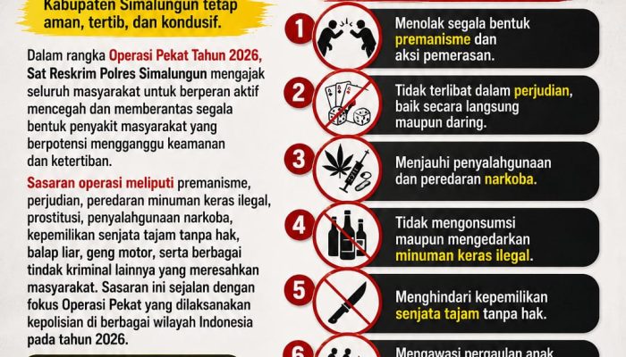 Operasi Pekat 2026, Sat Reskrim Polres Simalungun Ajak Masyarakat Bersatu Berantas Penyakit Masyarakat 