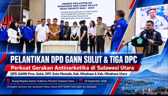 GANN Sulut Perkuat Gerakan Antinarkotika, DPD dan Tiga DPC Resmi Dikukuhkan